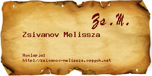 Zsivanov Melissza névjegykártya
